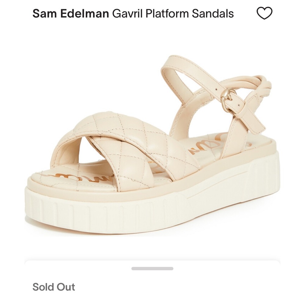 Sam Edelman Gavril Platform Sandals Quilted Straps‎ Ankle Buckle Beige 8M